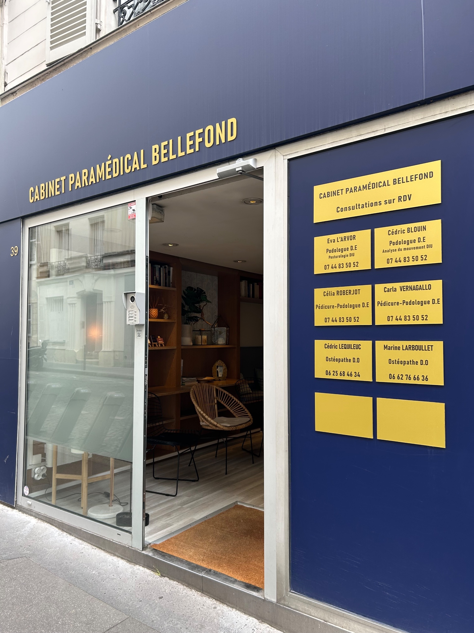 Façade du Cabinet Paramédical Bellefond, Paris 9e